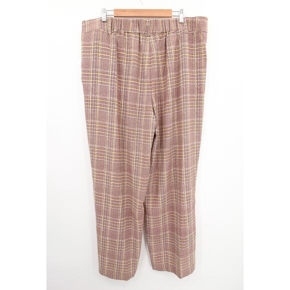Vince Camuto Pants Tan Brown Tones Plaid Pleated Wide Leg Pants Size 18W - Picture 14 of 14